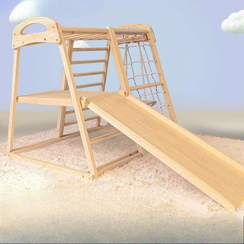 Wooden Indoor and Outdoor Kids Slide Climbing Frame Montessori