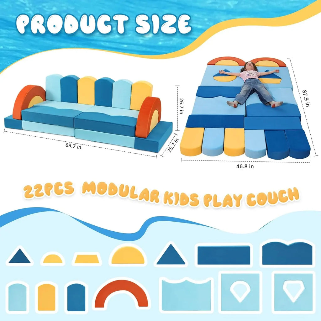 22Pcs Modular Kids Play Couch for Toddler -
