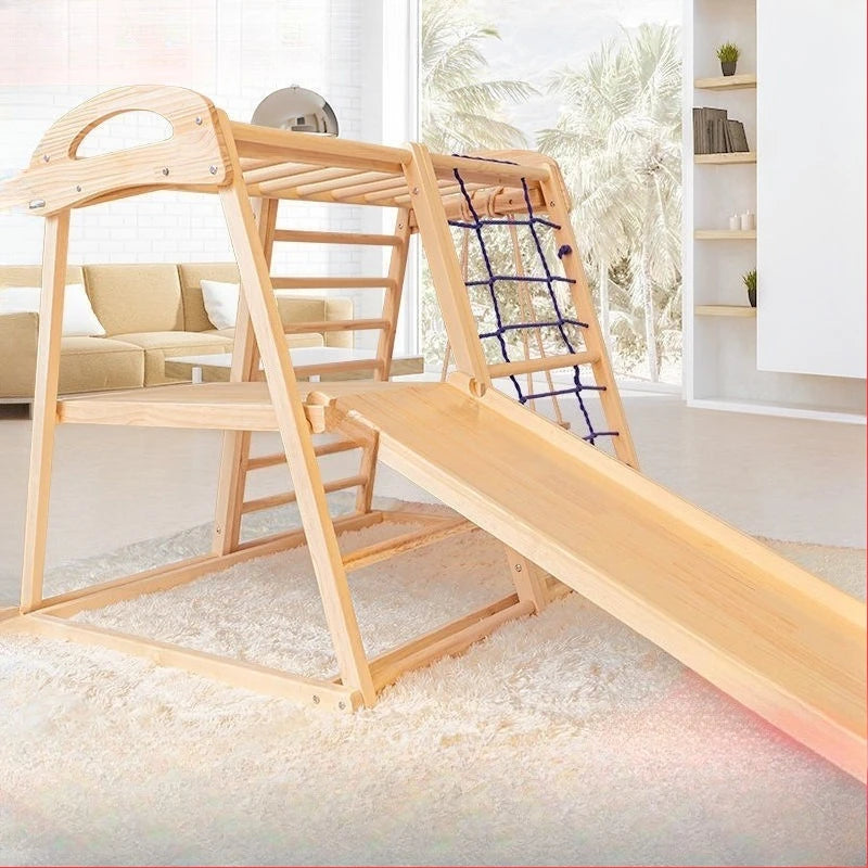 Wooden Indoor and Outdoor Kids Slide Climbing Frame Montessori