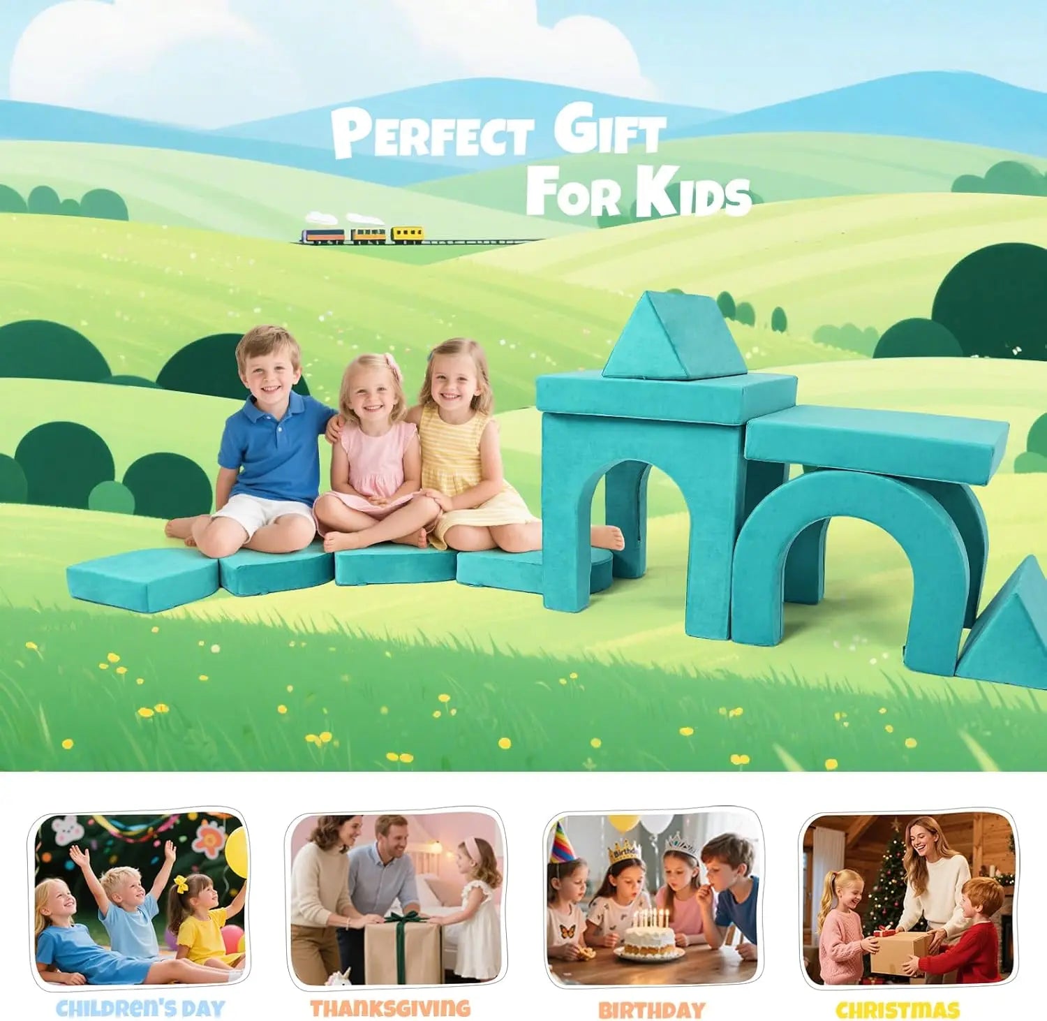 12-Piece Modular Kids Play Couch
