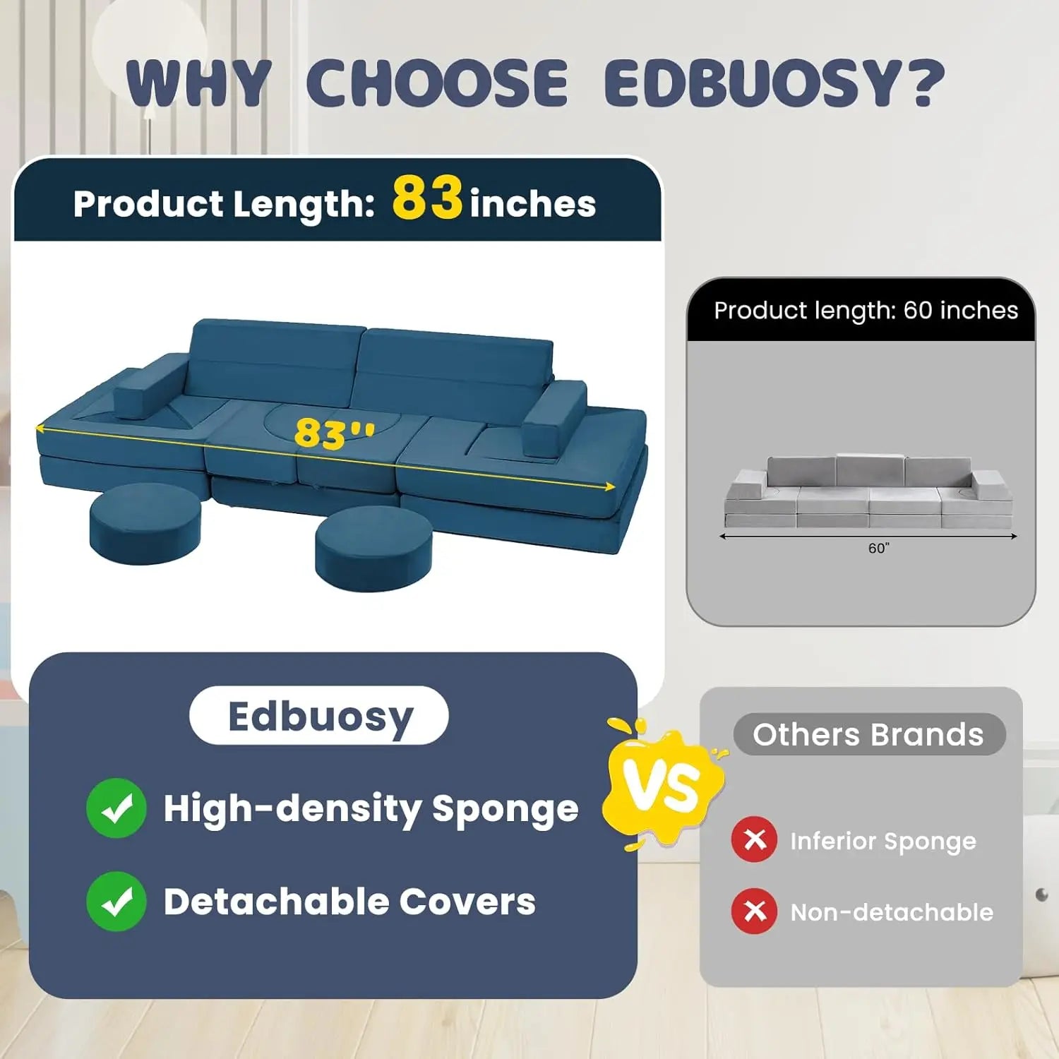 22-Piece Modular Kids Play Couch for Playroom, Bedroom, and Living Room - Inspiring Creativity with Convertible Foam Sofa