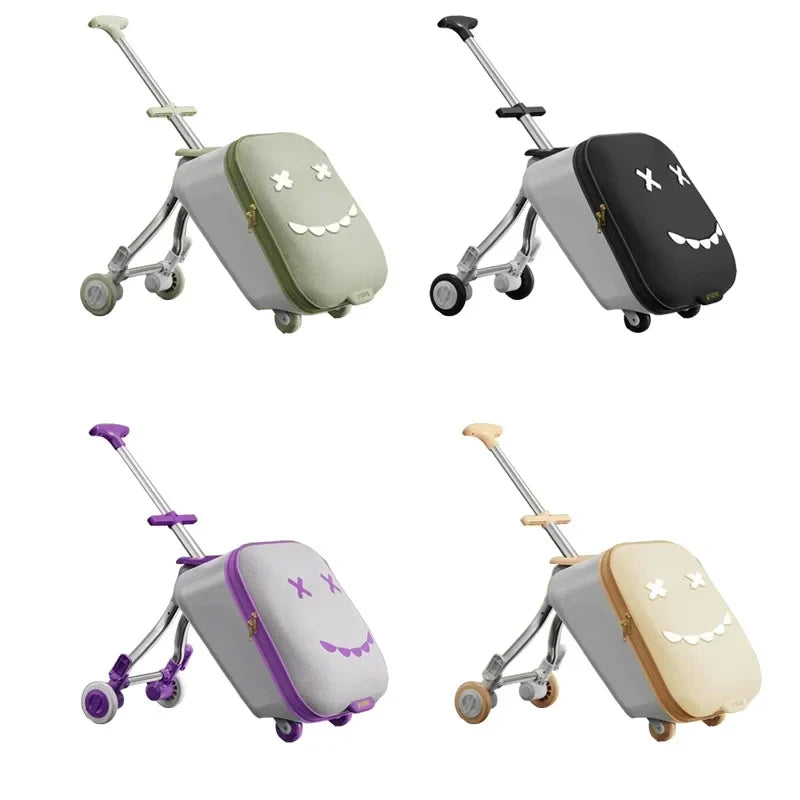 Kids' Travel Trolley Suitcase Mountable on Plane with Spinner Wheels Luggage Ride and Walk The Baby's Suitcase Folding Stroller