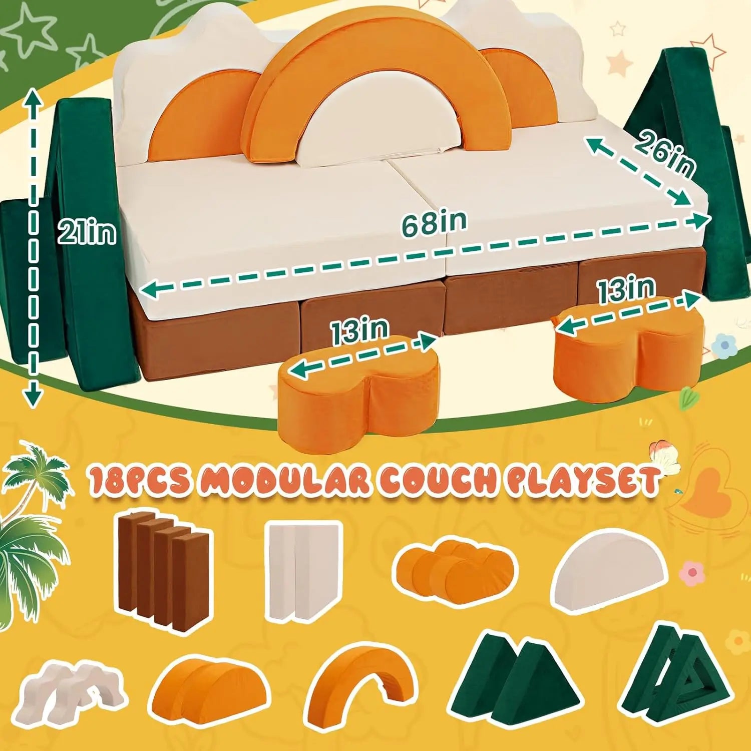 jungle theme Modular Kids Play Couch