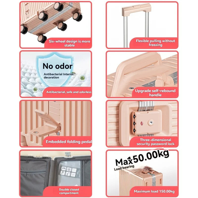 Ride-On Kids' Aluminum-Frame Luggage: 20-Inch Carry-On Rolling Suitcase with Combination Lock for Boys & Girls