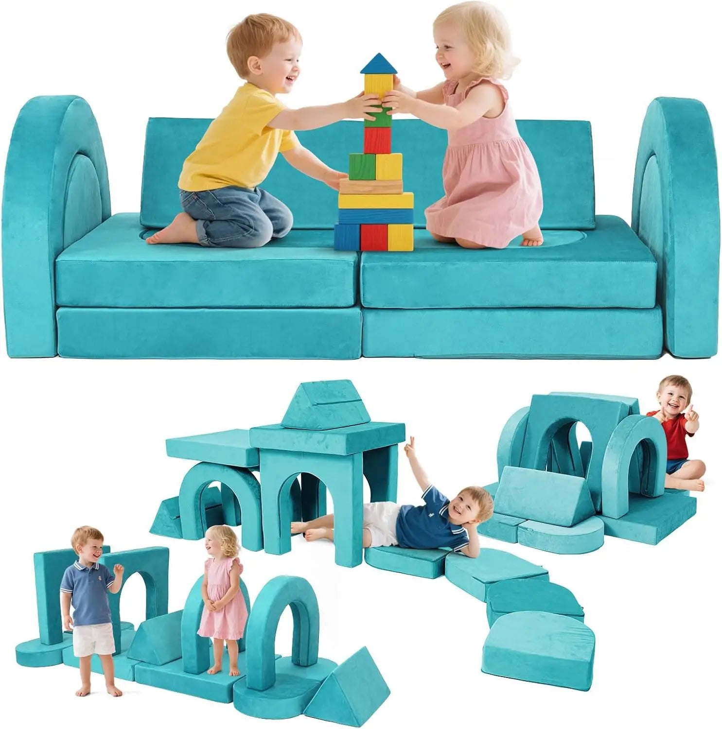 12-Piece Modular Kids Play Couch
