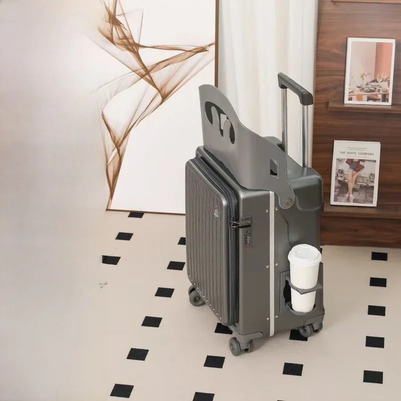 BunnyFly Children 20 Inch Carry-On Can Sit Lazy Luggage Travel Suitcase Girl Rolling Stroller Boarding Box Trolley Luggage