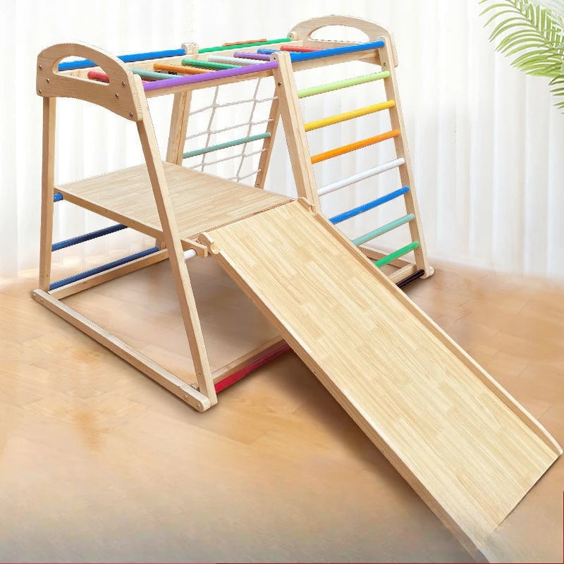 Wooden Indoor and Outdoor Kids Slide Climbing Frame Montessori