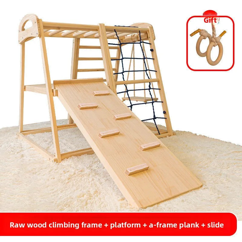 Wooden Indoor and Outdoor Kids Slide Climbing Frame Montessori